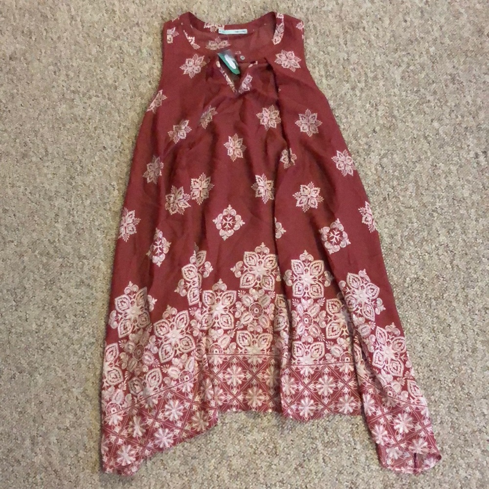 Rust and white paisley dress